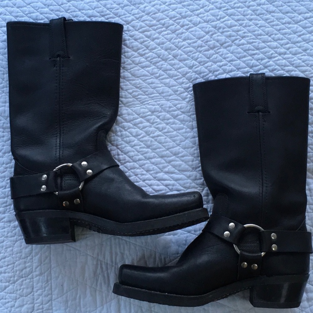 Frye Black Harness Boots 12R size 7.5 Made in USA!